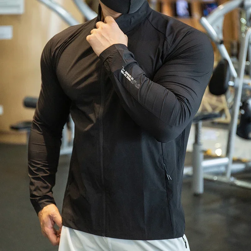 Men Ice Silk Quick Dry Hiking Basketball Running Jackets Thin Waterproof Fitness Gym Outdoor Sports Coats Skin Male Windbreaker