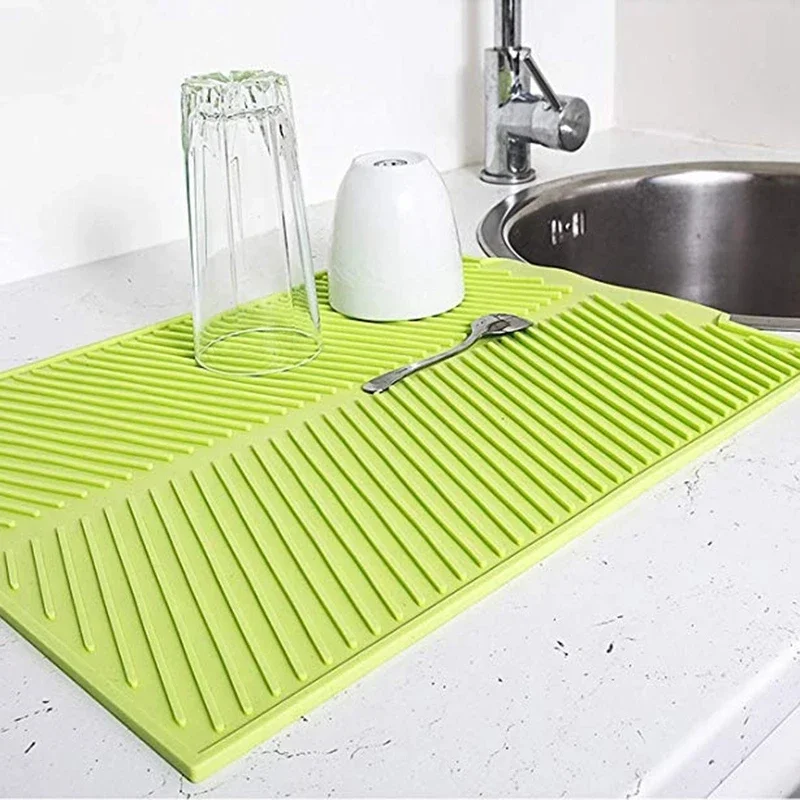 Silicone Drain Pad Kitchen Storage Dish Cup Drying Mat Drainer Tray Non-slip Pans for Tableware Anti-scald Potholder Placemat