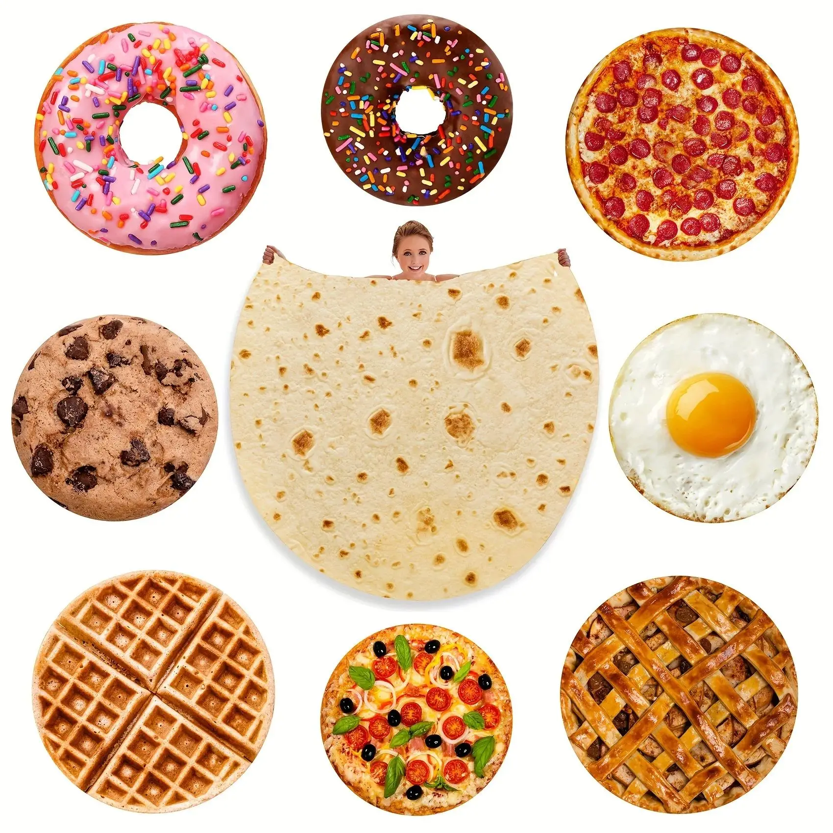 

Soft Plush Burritos Tortilla Food Throw Blanket Comfortable Casual Blanket for Home Use Bedding Accessories