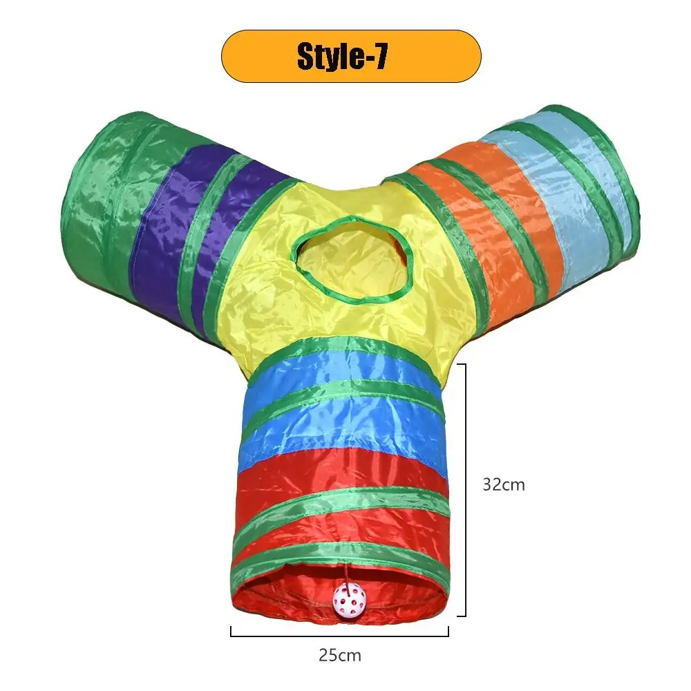 

Portable Polyester+Steel Wire Cat Tunnel Tube Foldable Breathable Cat Nest Colorful Training Interactive Cat Maze Tunnel Rabbit