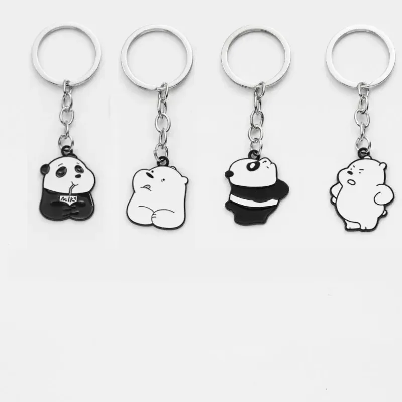 Keychain Cartoon Little Panda Diy Keyring Suitable for Adult Car Key Gifts Small Accessories Porte Clé Cute