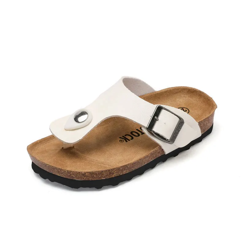 Summer Girl Boy flip flop Girls Breathable Sandals New Style Children leather Shoes Kids Beach Shoe Cork Slipper Antiskid