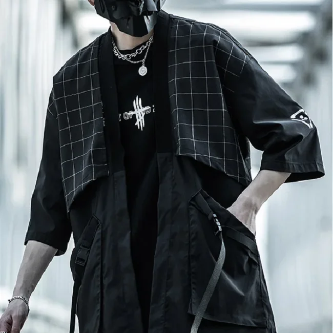 Gothic Harajuku Men Taoist Robes Shirts Y2k Techwear Japanese Stylish Casual Clothing Party Dancing Women Men Streetwear Hip Hop