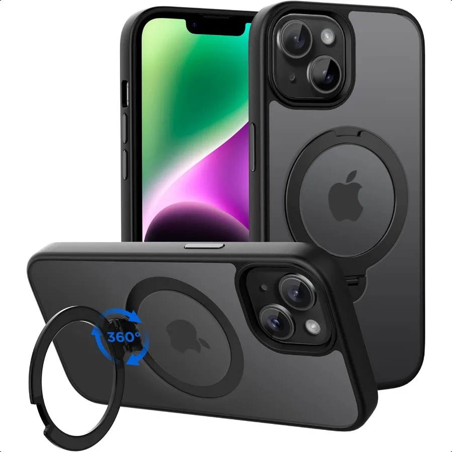

CACOE Magnetic Case for iPhone 13 14 6.1 inch with 360 Rotatable Ring Stand Compatible with MagSafe Car Phone Mount Cases Cover