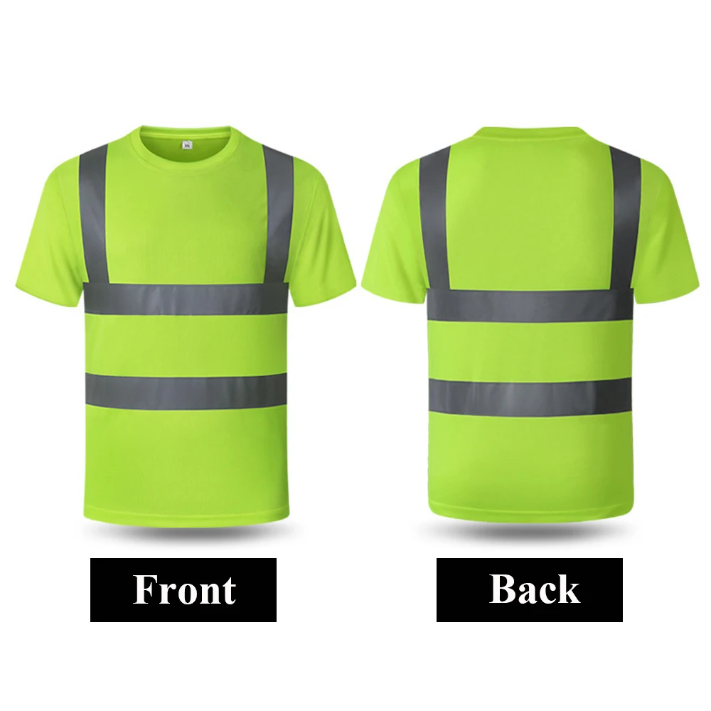 Safety T-Shirt Fluorescent Yellow High Visibility Working Clothes Hi Vis Shirt Quick Dry Construction Work Wear