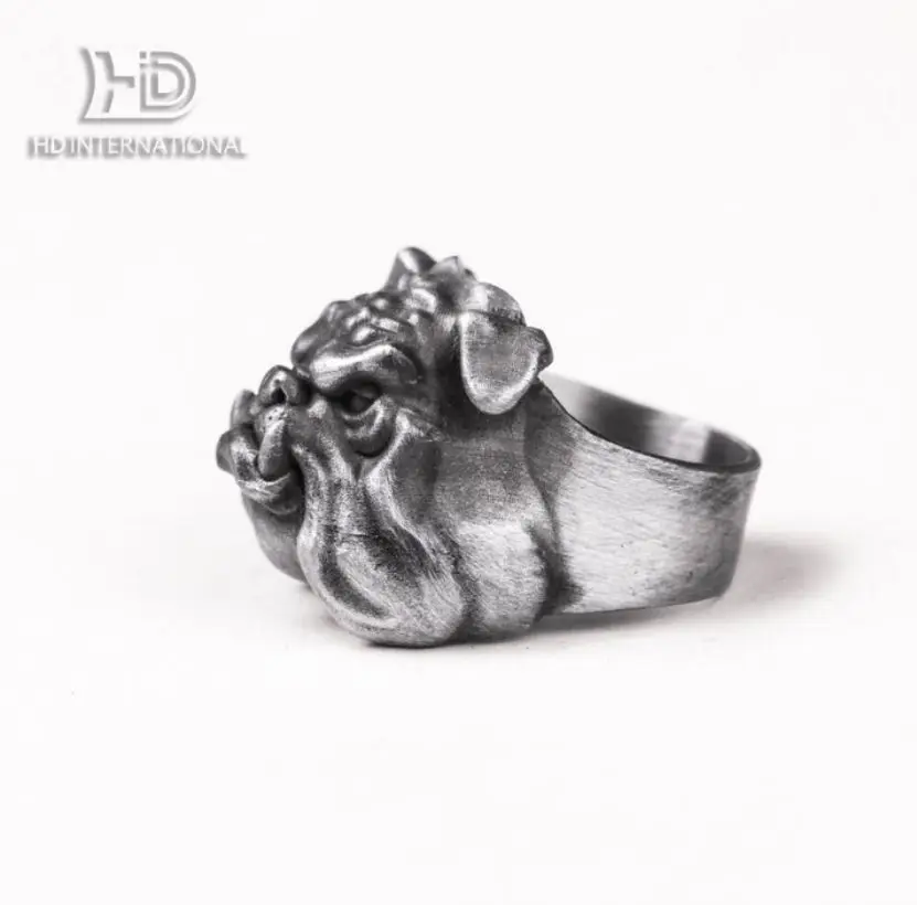 Bully Dog Ring Pet Ring Brass 925 silver handmade custom jewelry