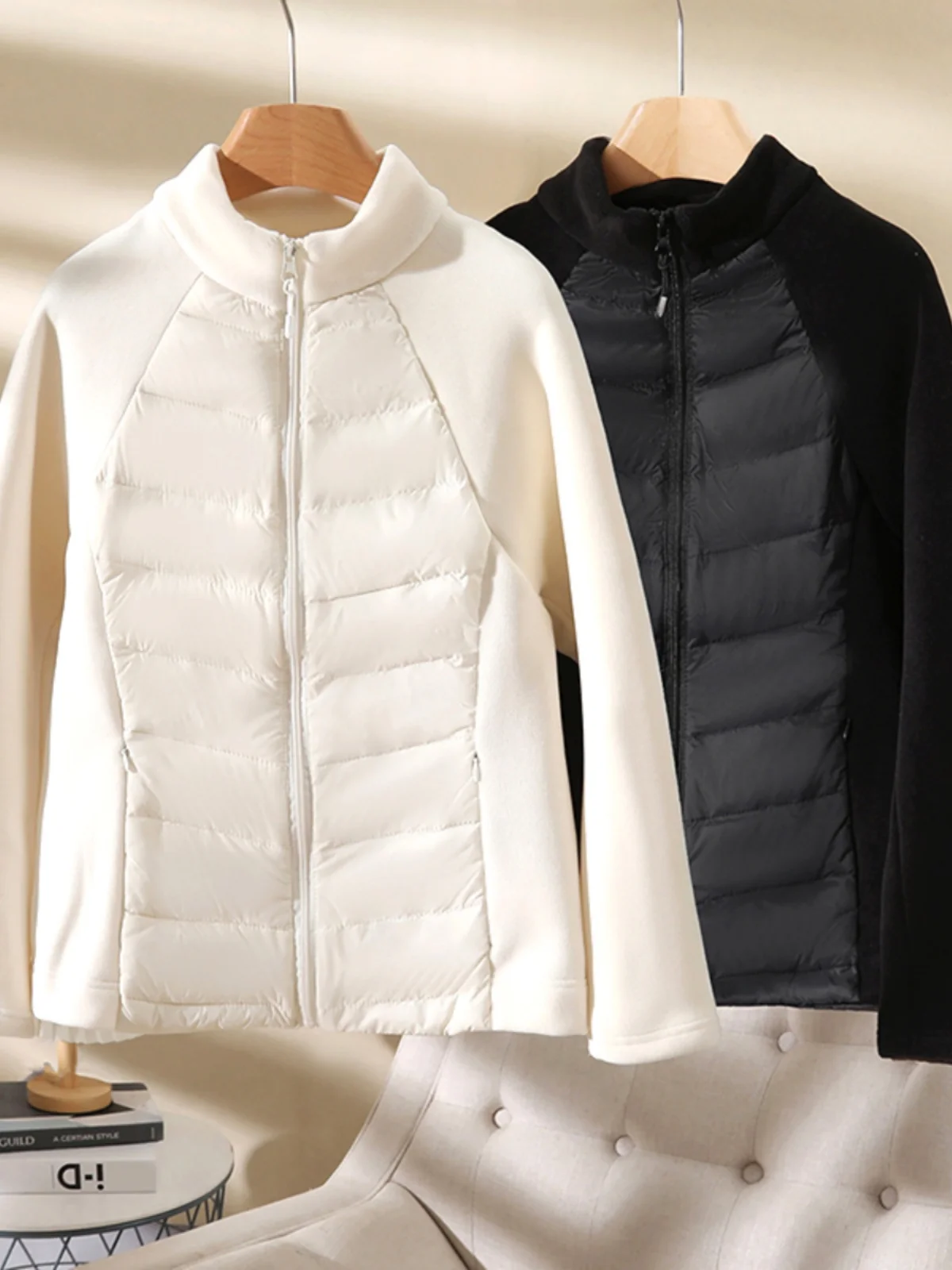 

Легкий тонкий воротник-стойка в стиле пэчворк, пуховая куртка или Thiened, спортивная верхняя одежда для бега, женское зимнее пальто для поездок на работу