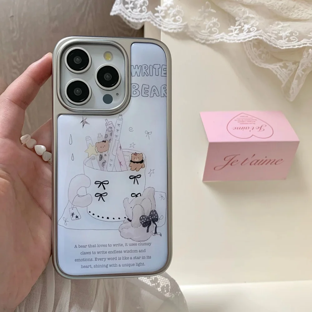 Cartoon-Tiere-Muster, galvanisierte Harzguss-Handyhülle für iPhone 17, Air 16 Pro Max, 15 14 Plus, 13 12 Pro 11, Rückseite