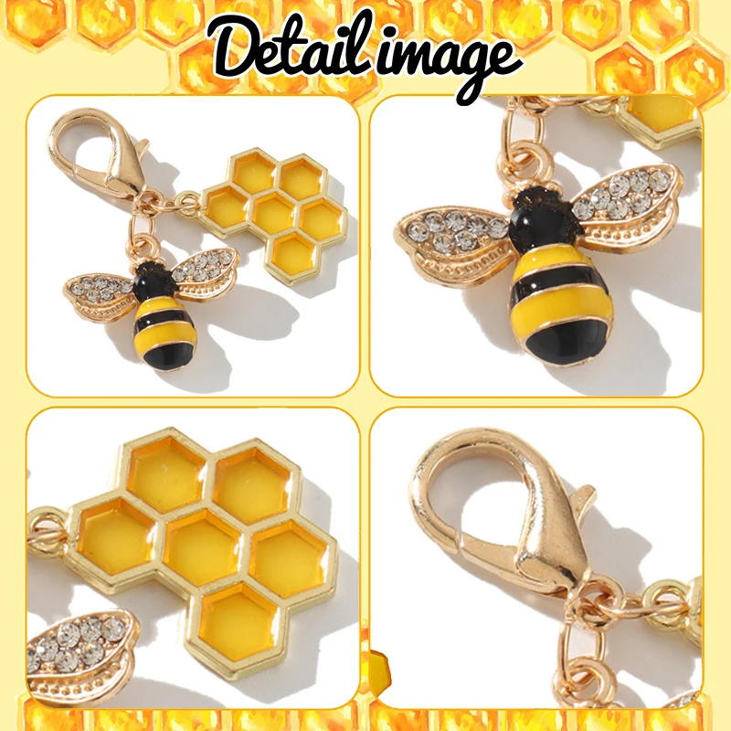 Cute Keychain Bee Honeycomb Heart Flower, Gift for Her