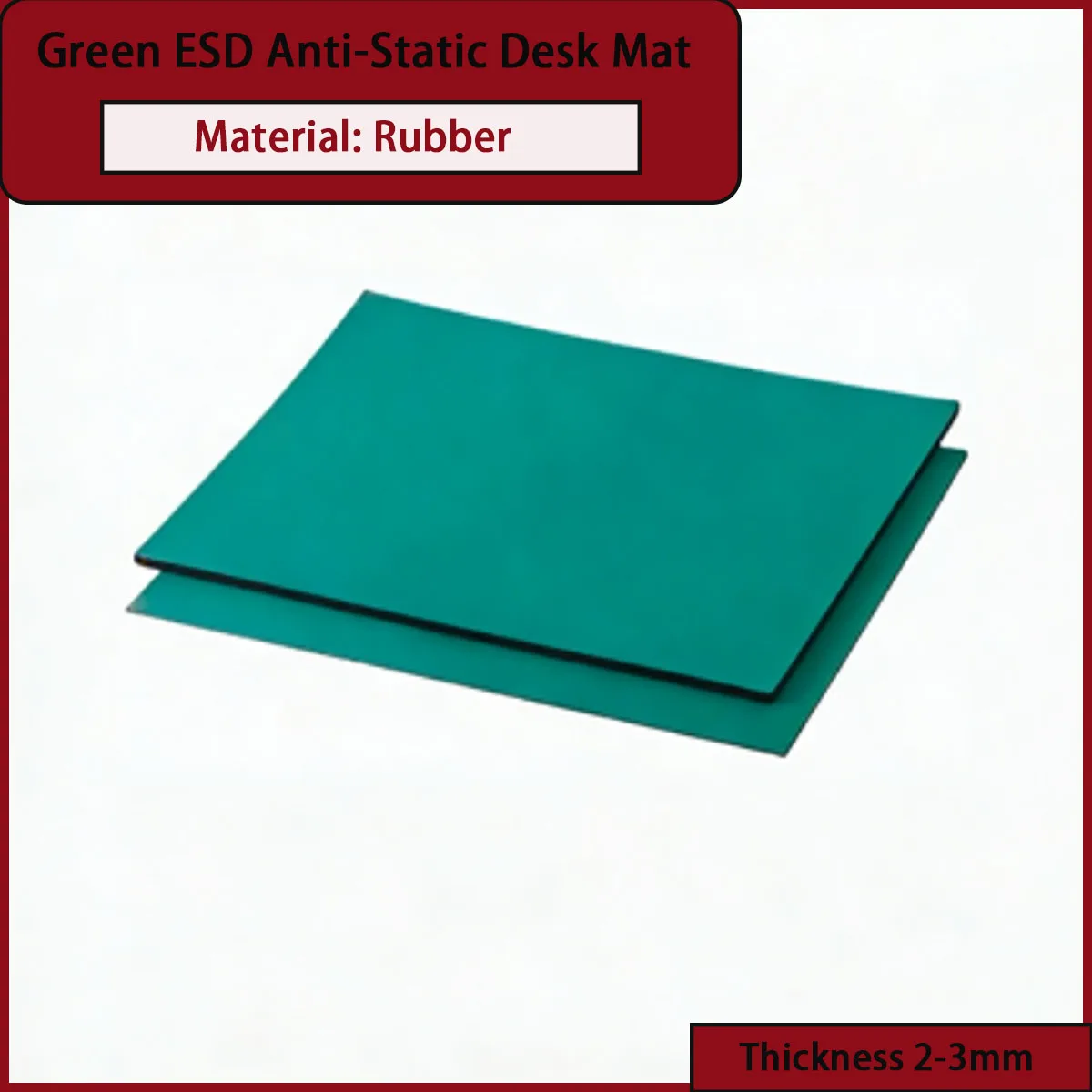 2-3mm thick green ESD table mat is used in electrostatic sensitive fields such as electronic component assembly and chip testing