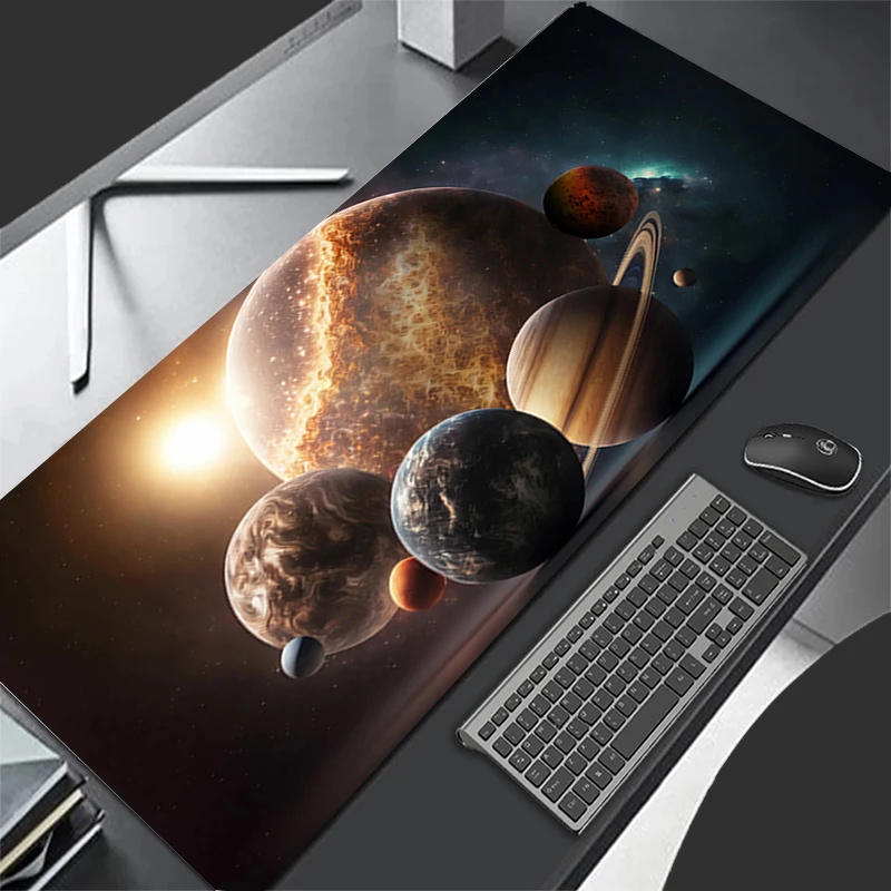 Tapete de mesa gamer bonito planeta mousepads pc mouse pad almofadas de mesa de escritório grande mousepad antiderrapante tapetes de mouse para computador presente xxl