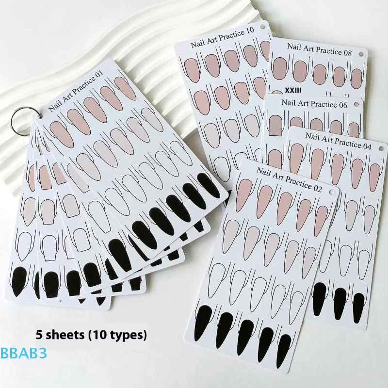 Watercolour Nail Art Practice PVC Paper Trapezoidal Oval Square Nail Shape Beginner's Practice Painting Double Sided Cardstock