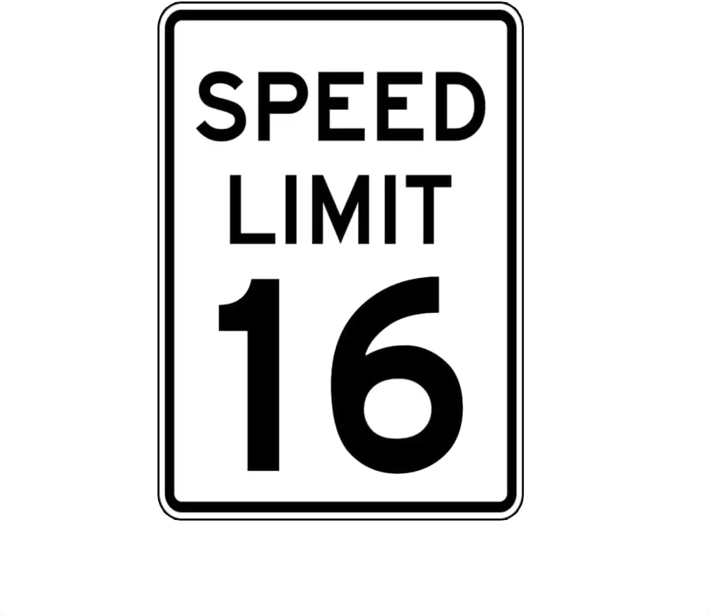 k1,ERMUHEY Speed Limit 16 MPH Sign Slow Down Warning Traffic Driveway Yard White Black Metal Street  Inch-aluminum