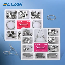 ELIJAH Dental Matrix Sectional Contoured Metal Matrices Dental Matrix with Spring Clip Ring Clamp Wedges Kit No.1.398 No.1.330