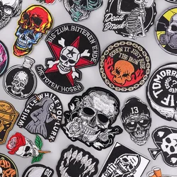 Horror Skull Iron On Patches For Clothing Embroidered Patches On Clothes Jacket Punk Patch Embroidery Patch DIY Sewing Stickers