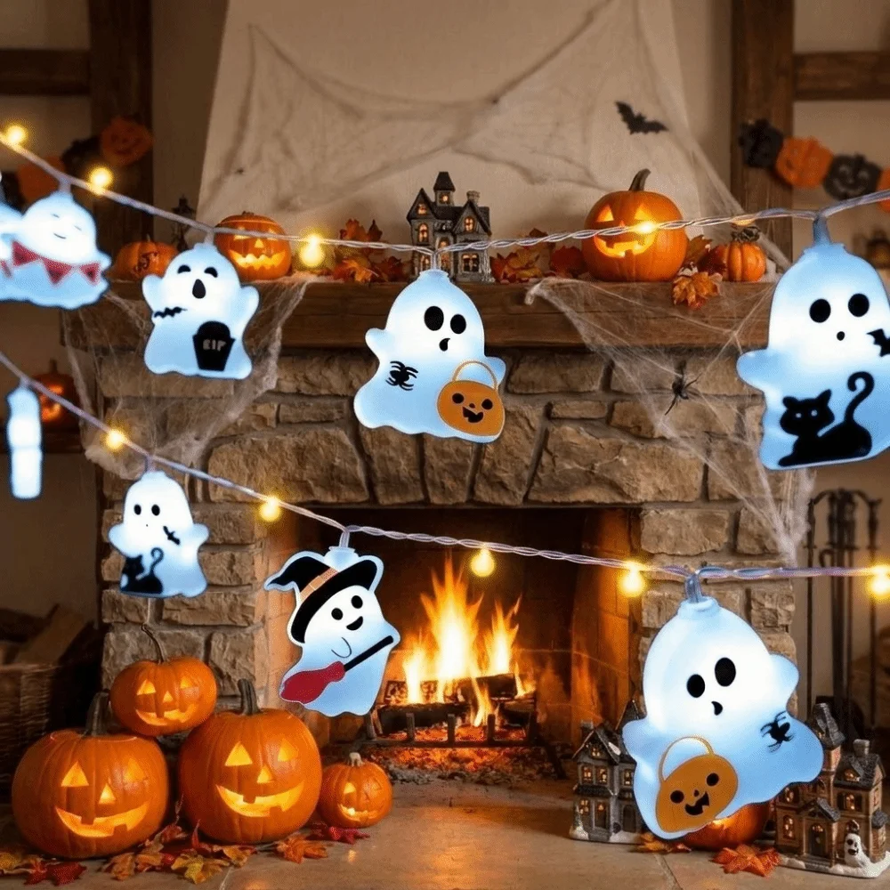 150/300 cm Ghost Decoration String Lights 10/20 LED Battery Powered Halloween String Lights Atmosphere Light Decorative Light