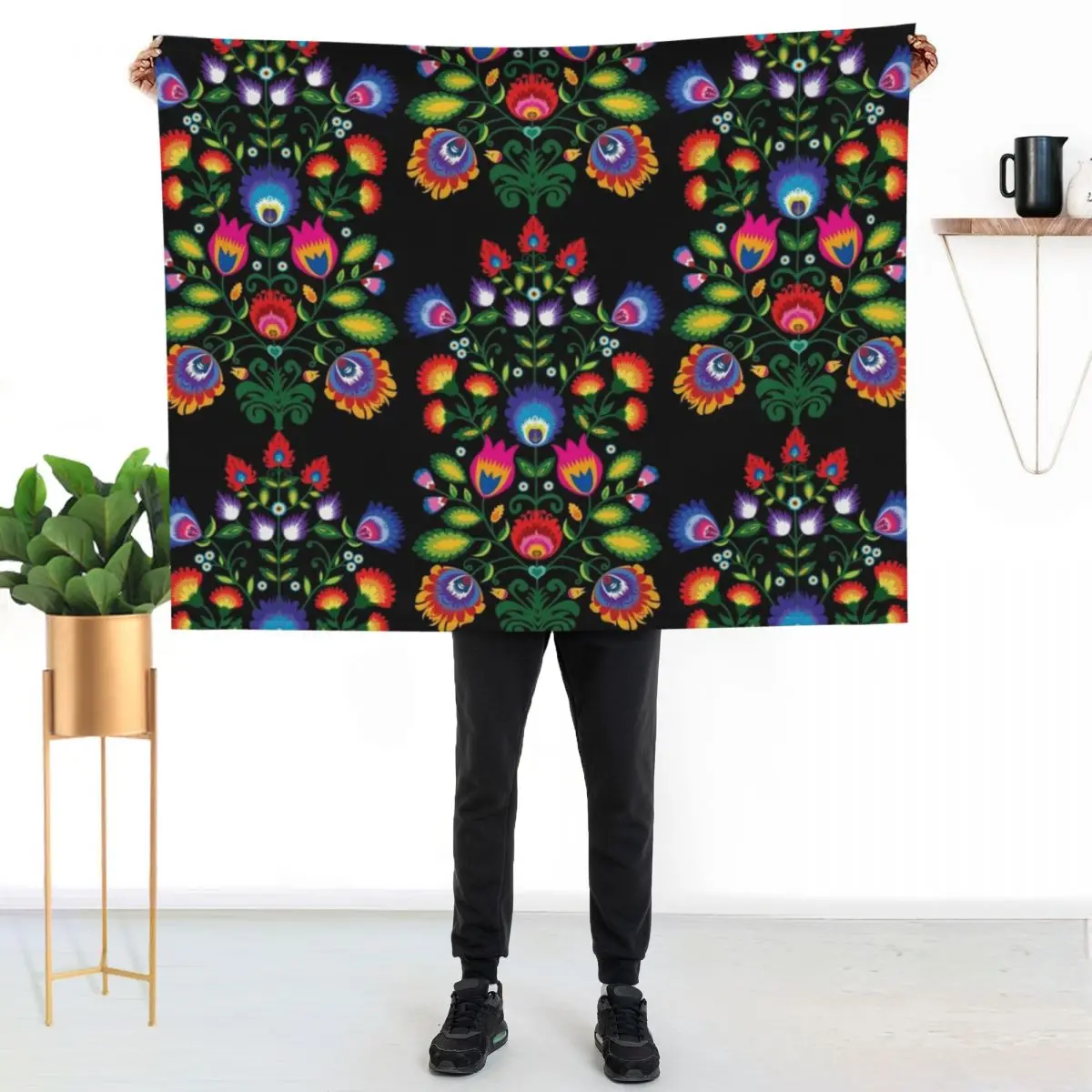 Polish Folklore Wycinanki Throw Blanket Decorative Sofa Heavy Fashion Sofas Moving Polar Shaggy Blankets