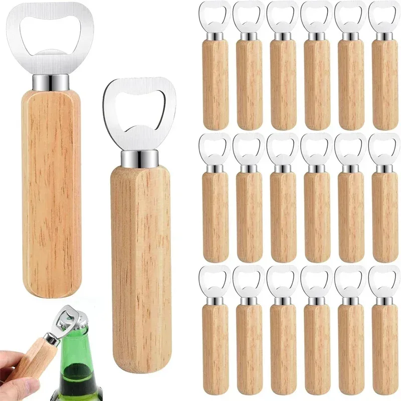 1-20PCS Wooden Bottle Opener Beer Can Opener Household Kitchen Bar Tools for Home Handle Handheld Wine Soda Glass Cap Gadgets