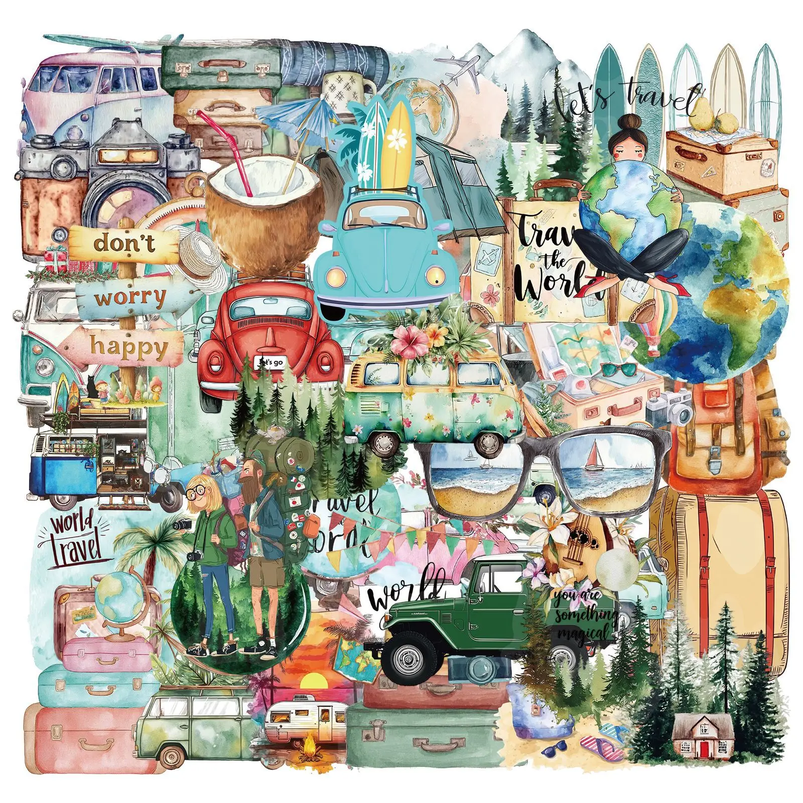 

50PCS Transparent Outdoor Travel Sticker DIY Graffiti Decoration Mobile Phone Case Notebook Water Cup Waterproof Toy Gift Decals