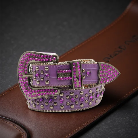 Cintura con strass di nuova progettazione Cintura con borchie Dimon da cowboy occidentale Cinture punk bling in vera pelle PU di alta qualità per donna uomo