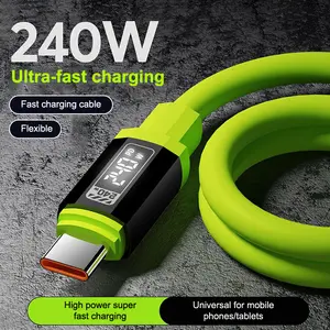 Bilashmart 240W USB C Cable With Power Display Fast Charging Charger IPhone 15 16 17 Samsung Xiaomi Huawei Phones Type C Cord 1 2m