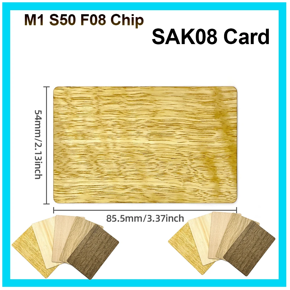 

F08 Wooden Card 14443A M1 F08 Classic 1K EV1 S50 Wooden Card F08 1024 Bytes RFID Card