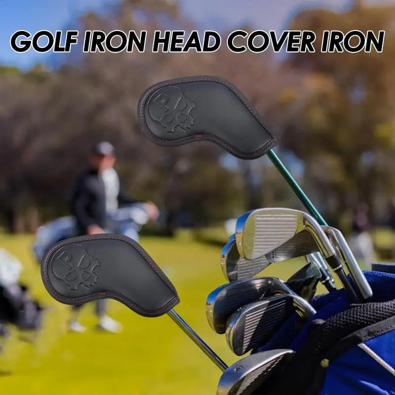 PU Golf Iron Headcover Golf Club Covers 10pcs Skull Pattern Protective Covers Thick Head Covers Sleeve Iron Wedge Head Covers