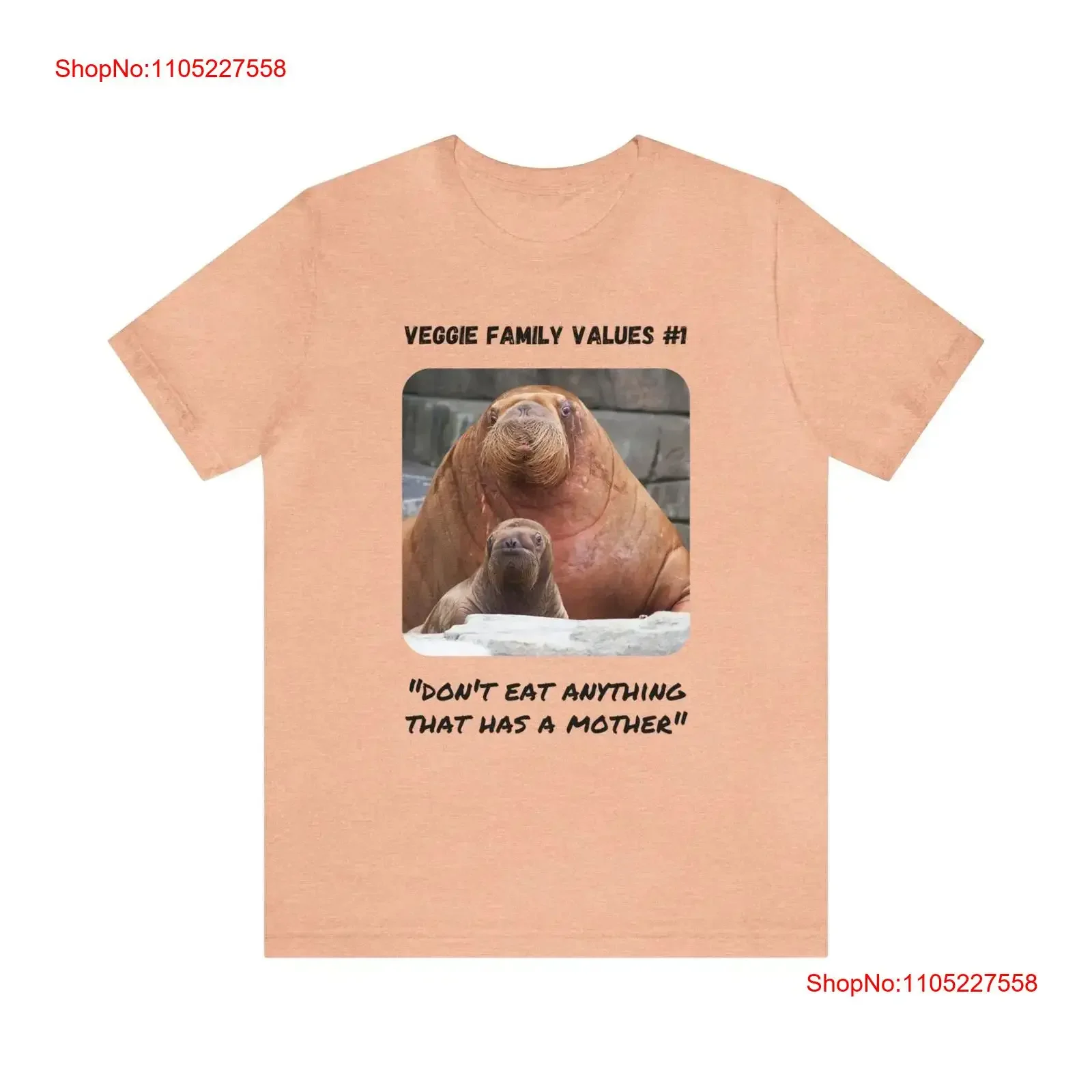 Veggie Family Values ​​1 Don't Eat Anything That Has a Mother Walrus Jersey T-shirt pour végétaliens et végétariens v2a vintage Washed