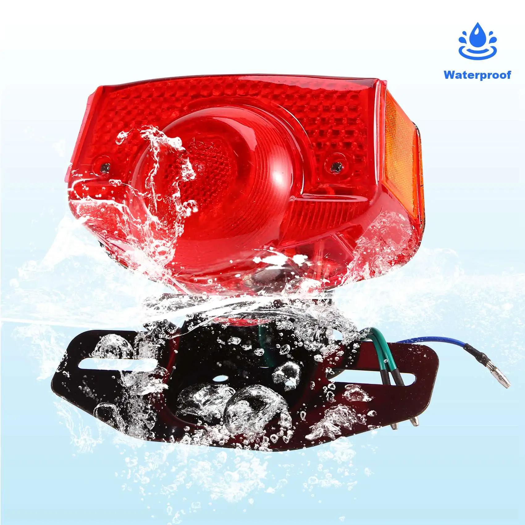 AU16-Motorcycle Brake Tail Light Tail Light Assembly With Bulb For Honda CT70 CT90 CT125 XL70 CL70 CL90 Jialing JH70
