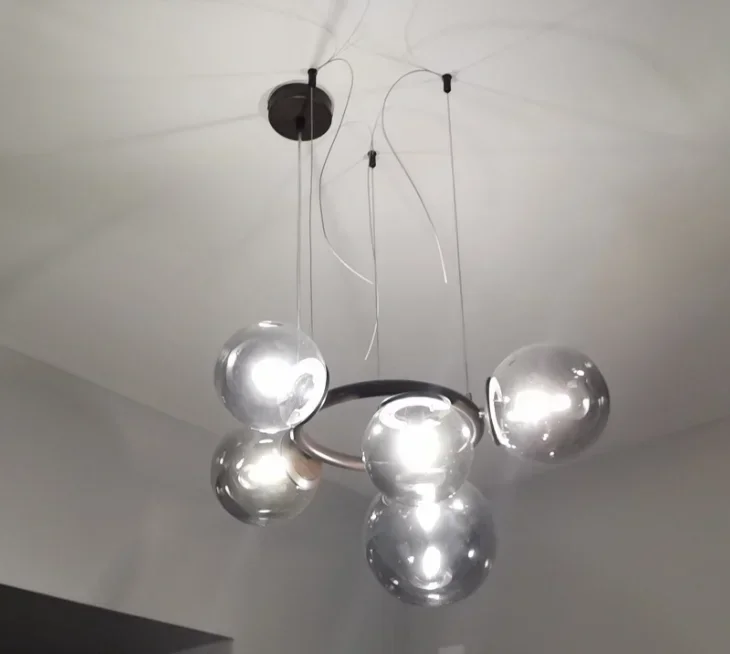 Simple LED Chandelier Dining Living Room Nordic Glass Ball