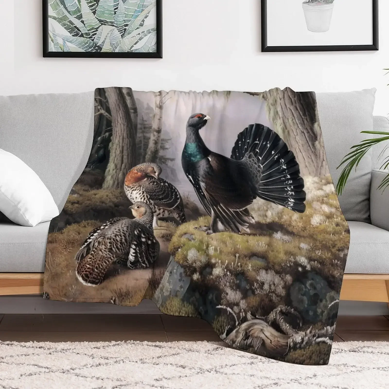 

Capercaillie courting by Ferdinand von Wright Throw Blanket Winter beds Beautifuls Blankets