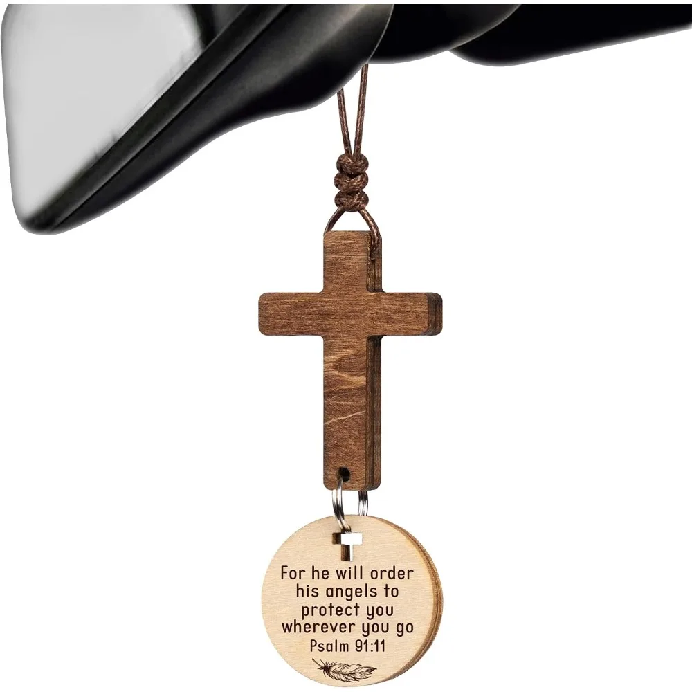 Car Interior Accessories Jesus Cross Rearview Mirror Pendant Christian Religious Gift Auto Hanging Ornament Decor Men Women