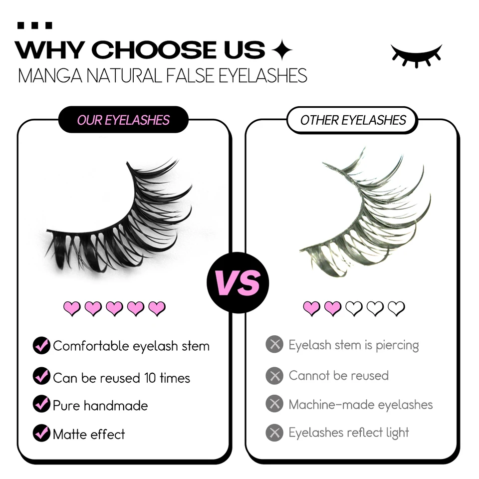 GROINNEYA nuevas pestañas manga naturales 5/7/20 pares, pestañas de visón 3D, suaves, cruzadas, postizas, herramientas de maquillaje para extensiones 6
