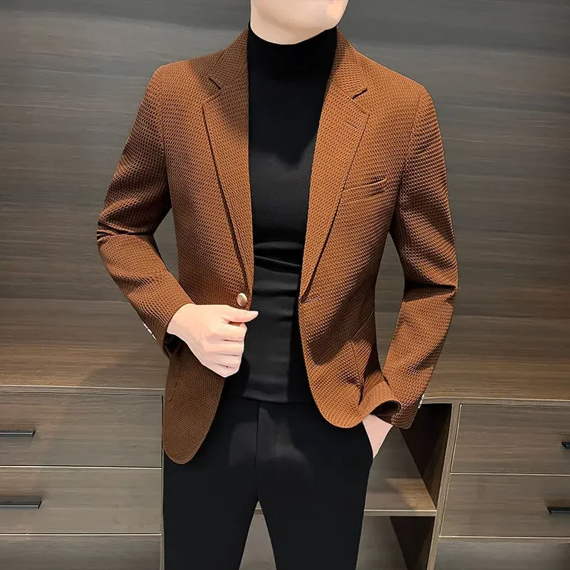 Black Male Blazer Coat Thin Men\'s Suit Jackets Dress Business Slim Fit Fashion 2024 Luxury Designer New in Clothing High Quality