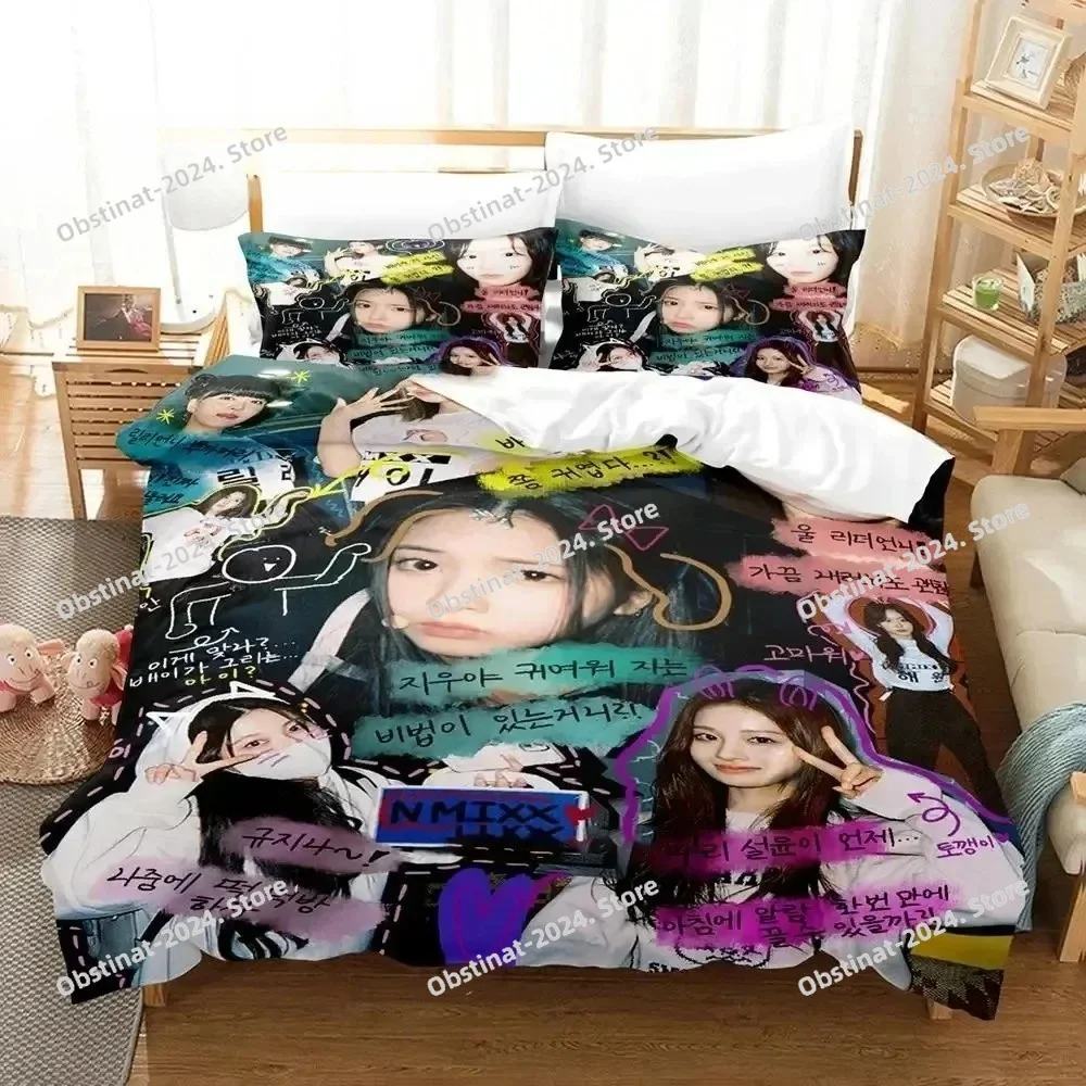 

3D Print Fashion Kpop NMIXX Bedding Set Boys Girls Twin Queen King Size Duvet Cover Pillowcase Bed boys Adult Bedroom