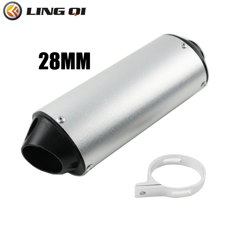 LING QI 28MM 32MM 38MM Motorcycle Exhaust Muffler Escape Moto Tailpipe For 110 125 150CC Dirt Pit Bike ATV   KAWASAKI