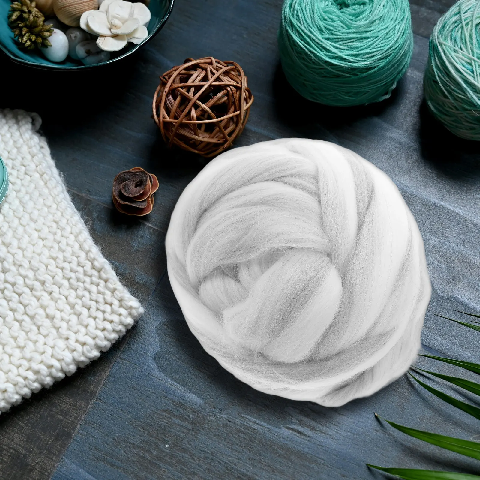 1Pack 250G Soft Colored Wool Roving for Felting Crafts Cotton Based Faux Wool Yarn Ideal for Dryer Balls Needle Felting