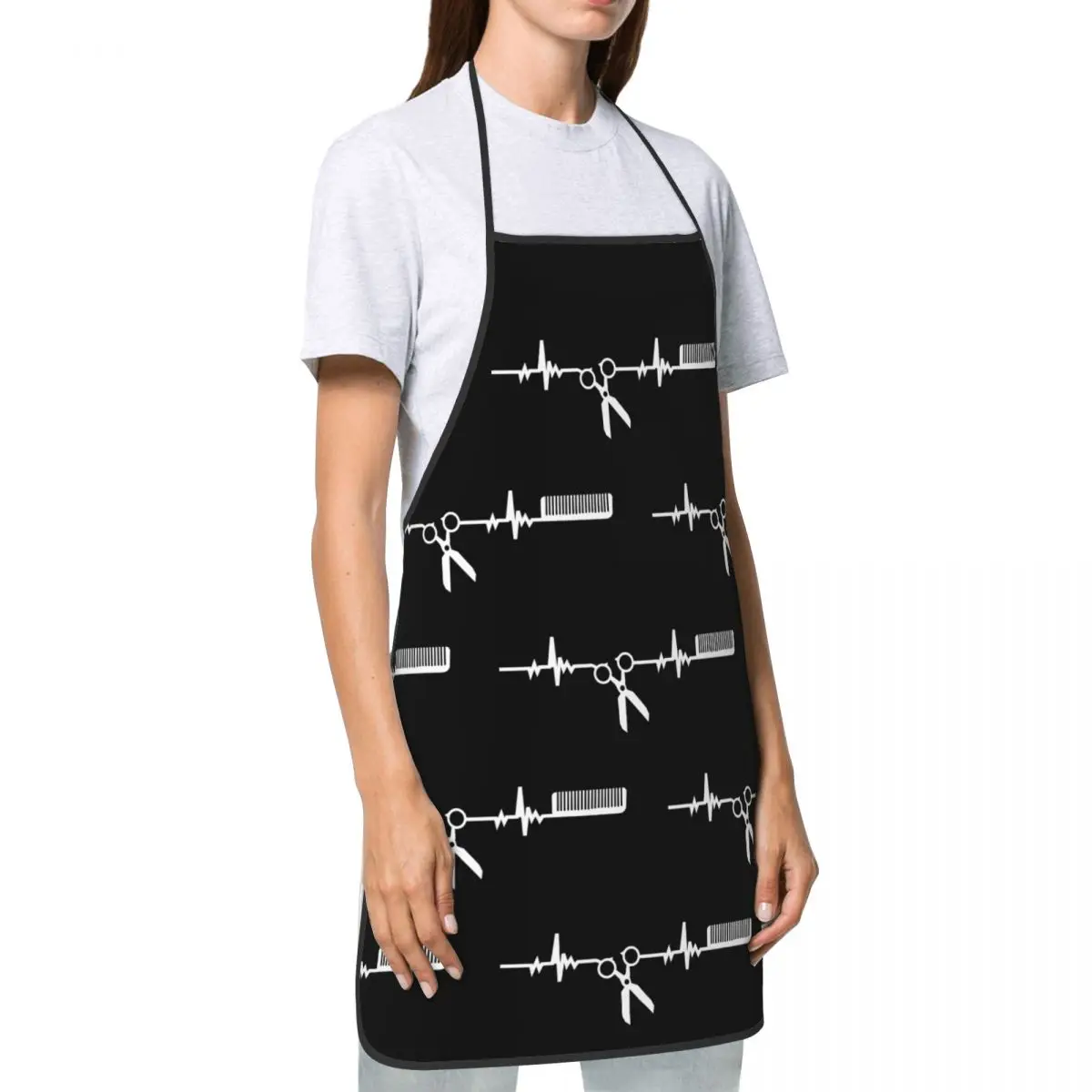 Custom Hairdressing Hearbeat Barber Funny Apron Hairdresser Adult Unisex  Chef Bib Tablier Cuisine Cooking Baking Painting