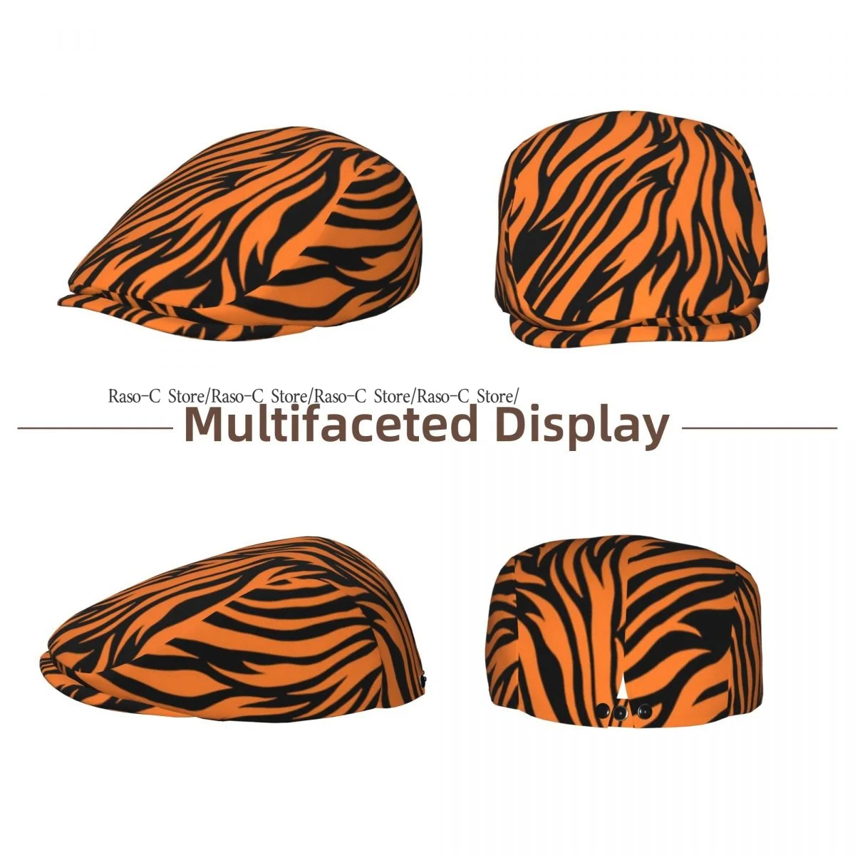Spring Summer Adult Flat Cap Tiger Stripes Pattern Unisex Newsboy Ivy Cap Light Thin Forward Beret Outdoor Hat