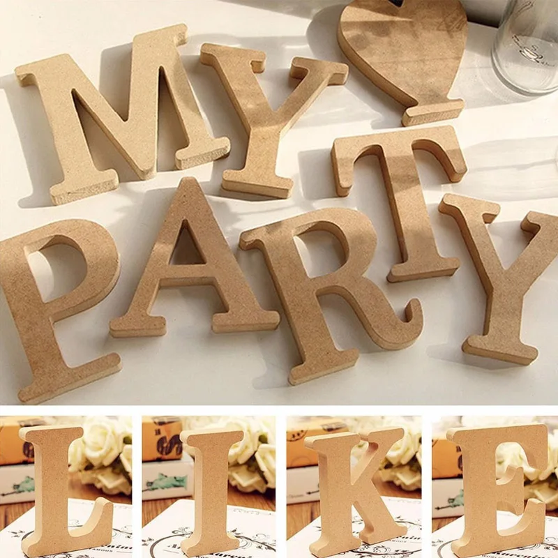 Wood Wooden Letters Alphabet Wedding Birthday Party DIY Personalised Name Design Wood Alphabets Home Decor New Year Surprise