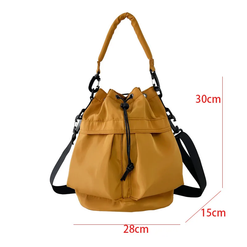 Casual Tote Bags Nylon Bucket Shoulder Bags For Women Large Capacity Female Travel Bag Designer Crossbody Bag Drawstring Handbag