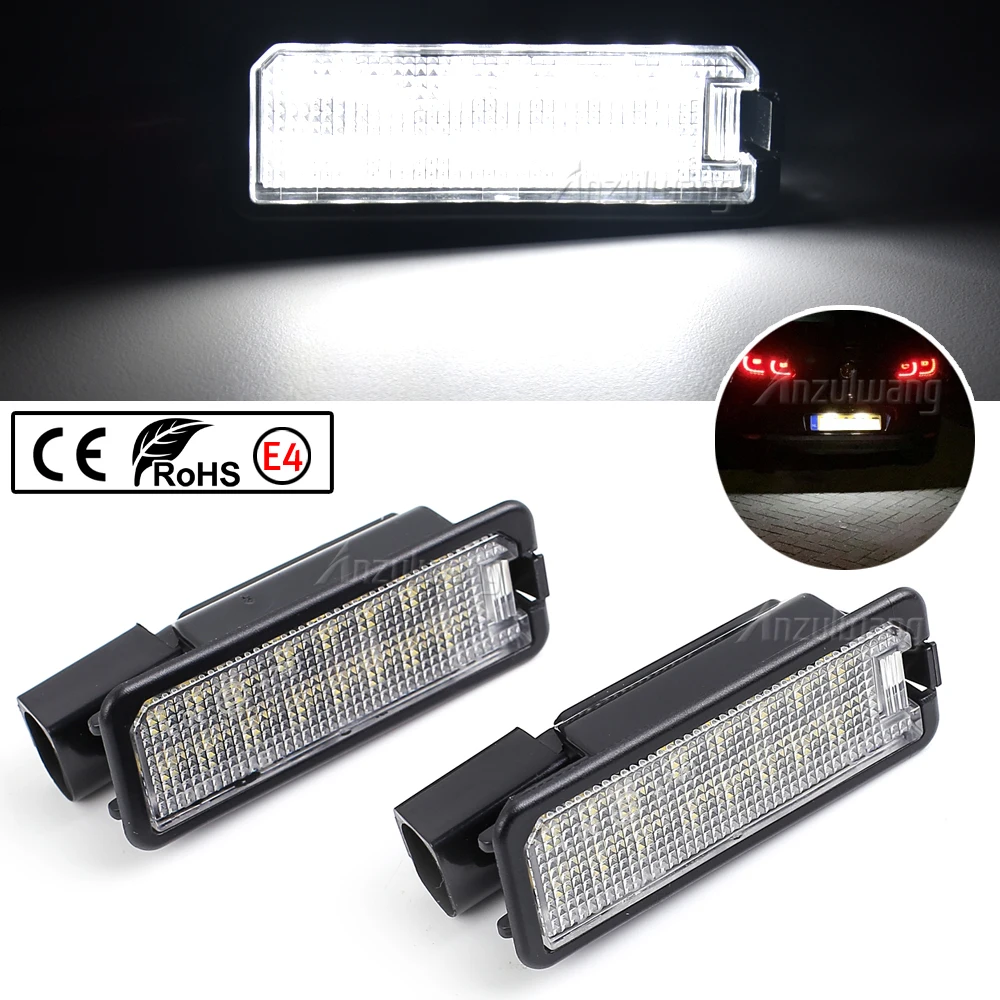 2Pcs 12V 5W LED Number License Plate Light Lamps for VW GOLF 4 5 6 Polo 9N for SEAT Car License Plate Lights Exterior Access