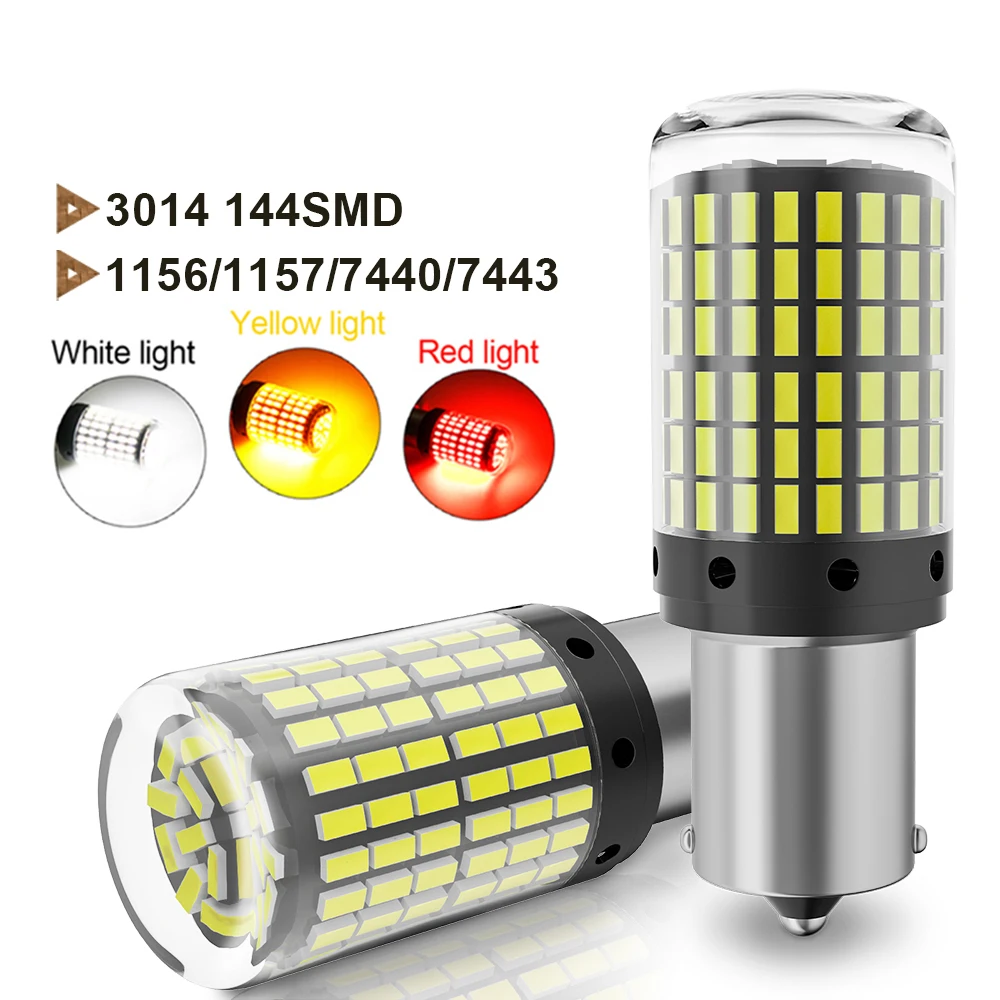 

2 шт. светодиодный автомобильный фонарь Canbus 1156 P21W PY21W BA15S 1157 BAY15D 7440 7443 W21/5W сигнальная лампа высокой мощности 3014SMD поворотная лампа заднего хода 12 В