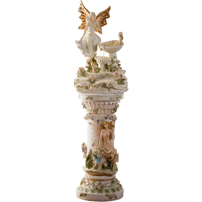 Fountain ornament living room floor-to-ceiling large home decoration next to TV cabinet creative light luxury