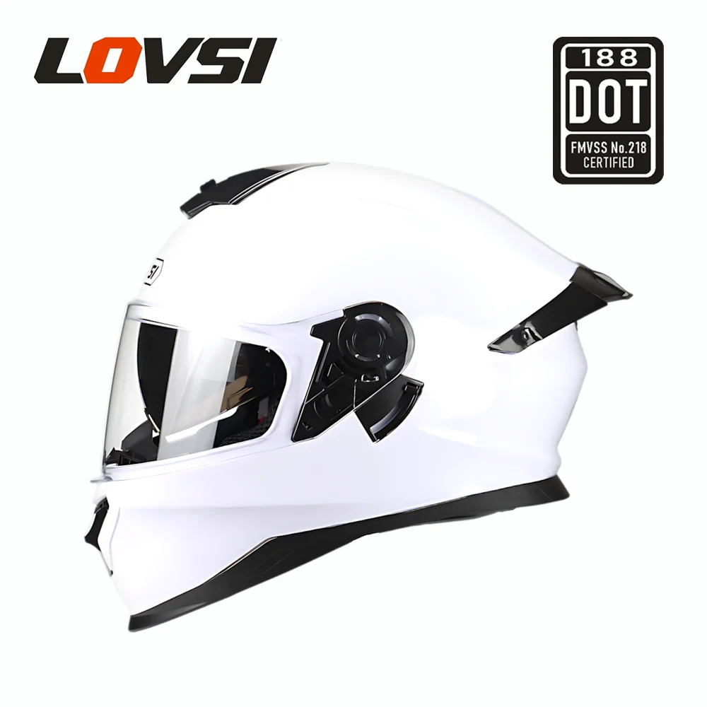 Unisex DOT Certified Motorcycle Helmet with Dual Lenses Large Tail Wing for Winter Cycling Cool Stylish Full Face Helmet