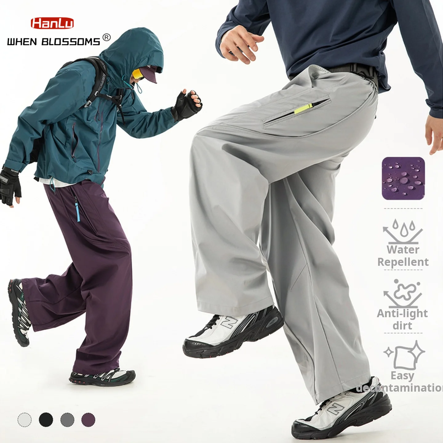 HANGLU 2025 Men's 3-in-1 Waterproof Hiking Pants Straight Leg Tech Cargo J-Cut Reflective Stripe Outdoor Tactical Pants