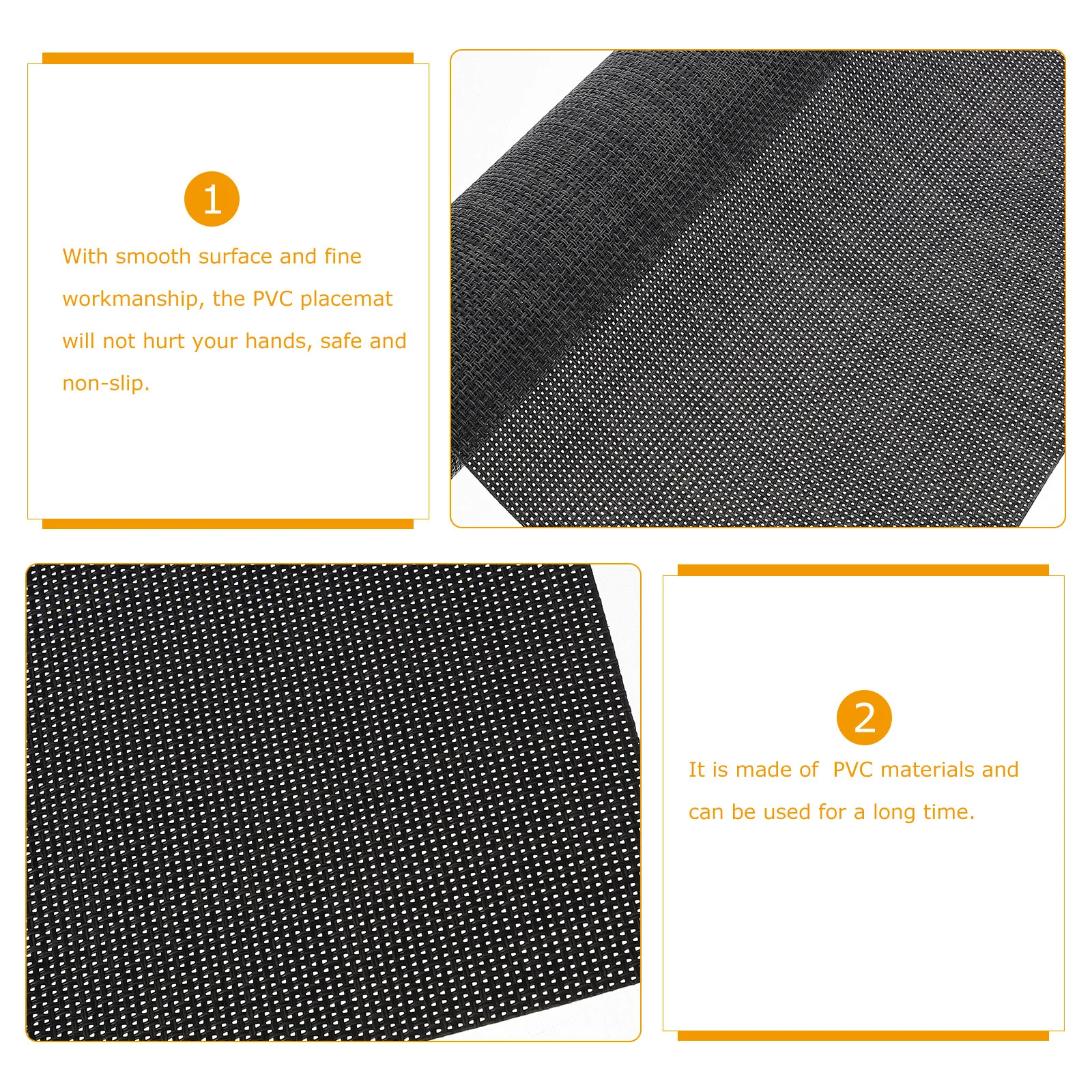 

6Pcs Non-Slip PVC Placemats Heat Resistant Dining Table Mats Stain-Resistant Table Protection Non-Slip Placemats