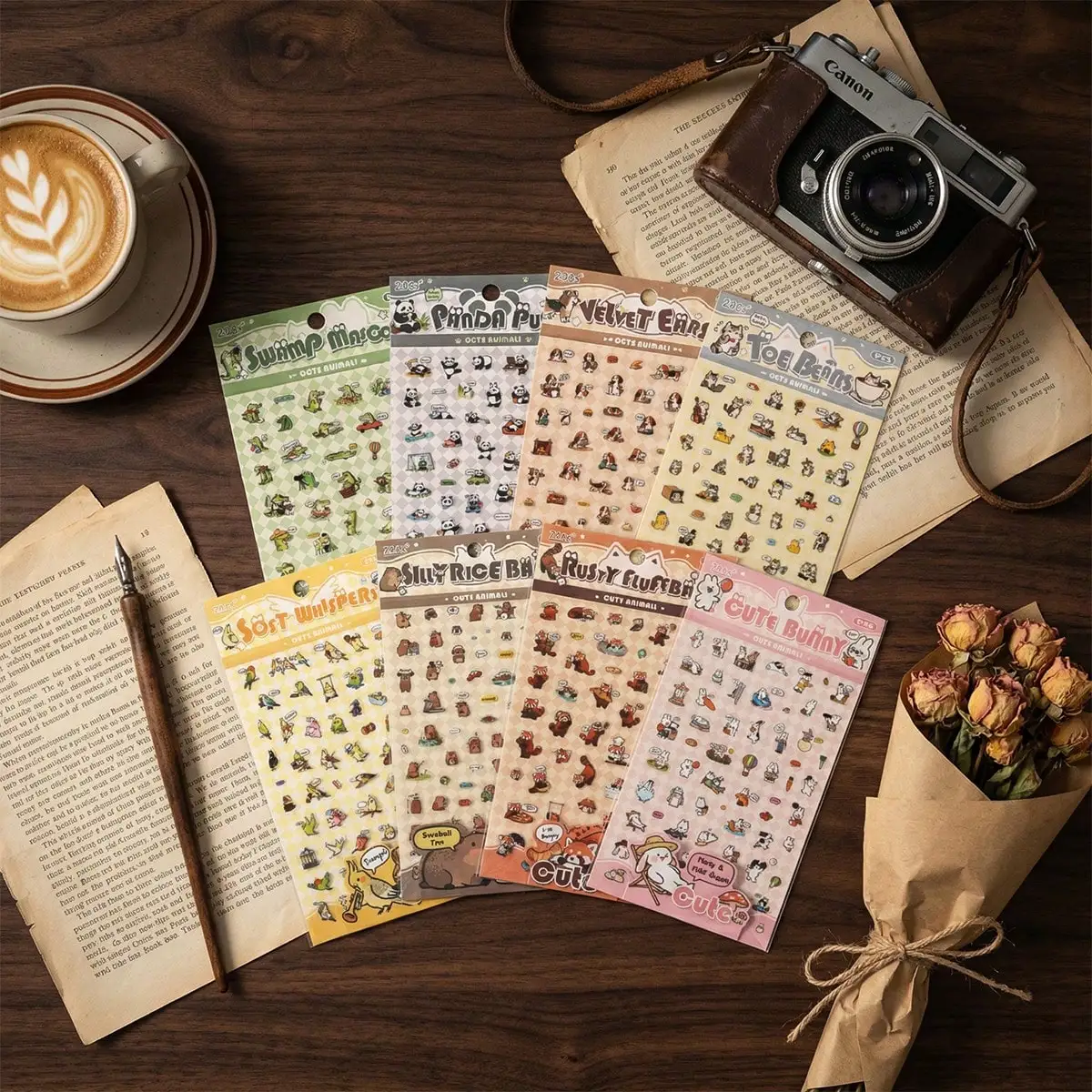 Journamm PET Scrapbook-Aufkleber Journaling-Sticker für Scrapbooks Tagebuch-Planer Kunst Collage-Aufkleber