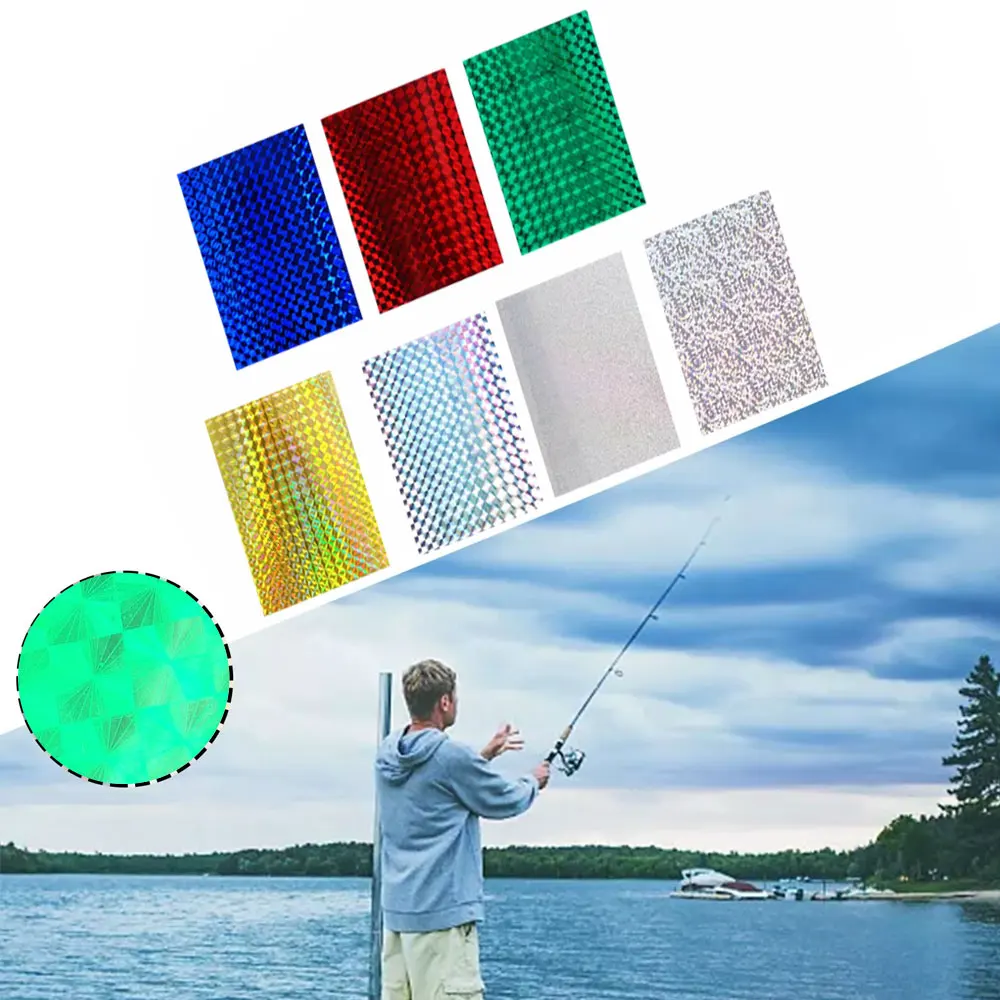 

5pcs 10*20cm Holographic Adhesive Film Flash Tape For Making Fly Tying Materail Metal Hard Baits Change Color Sticker tackle