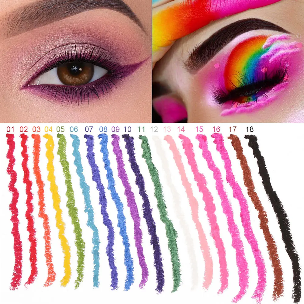 Cmaadu 18 Kleuren Glitter Eyeliner Set Make-Up Kleurrijke Matte Ogen Make-Up Waterdichte Eyeliner Pen Gel Make Up Eyeliners Kit